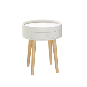 Nightstand with <b>Storage</b> <b>Drawer</b> Oak Legs White Bedside Table <b>for</b> Bedroom Living Room - Product Image 6
