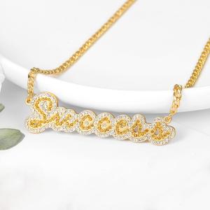Collier en acier inoxydable, bijoux personnalisés, avec <span class=keywords><strong>faux</strong></span> <span class=keywords><strong>diamant</strong></span>, avec initiales, idée de cadeau, nouvel arrivage, pendentif géométrique tendance - Product Image 1