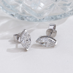 Boucles d'oreilles en or blanc 9 carats avec diamants marquise Messi Jewelry MSE-899 pour femmes - Product Image 1