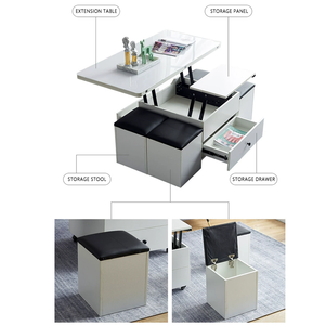 Sang trọng chuyển đổi có thể gập lại mở rộng Bàn cà phê Top nâng & bàn ăn với 4 phân lưu trữ Hiện Đại Đồ nội thất nhà - Product Image 5