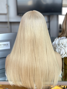 Cheveux vierges blond clair dentelle transparente perruque juive casher droite pour la perte de cheveux femmes #1001 - Product Image 4