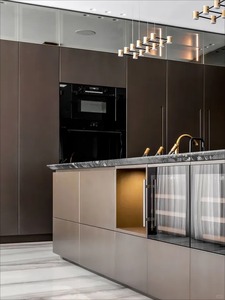 Mueble de Cocina Moderno con Puerta de Vidrio y Diseño de Panel MDF para Interiores de Lujo - Product Image 1