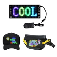 Mini LED işareti şarj edilebilir Bluetooth LED mesaj ekran App kontrol programlanabilir rozet sırt çantası için özel LED matris paneli