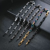 Collier chaîne à maillons carrés en acier inoxydable avec motif floral tendance Craft Wolf, accessoires unisexes