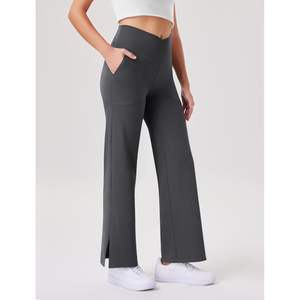 กางเกงโยคะครอสโอเวอร์เอวสูงขากว้าง XXL สำหรับผู้หญิงกางเกงสแปนเด็กซ์/ไนลอนกางเกงลำลองใส่ทำงานมีกระเป๋าสำหรับ2025 - Product Image 2