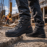 Bottes de sécurité en cuir véritable, chaussures de travail à embout composite, anti-perforation, chaussures de sécurité industrielles respirantes, mi-montantes, semelle en caoutchouc PU