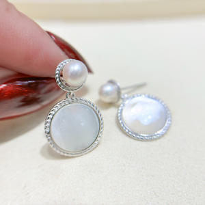 อุปกรณ์ทำเครื่องประดับเงินแท้ S925 สำหรับติดมุก  ฐานเปล่าสำหรับใส่ลูกปัดกลมขนาด 8-11 มม. สำหรับต่างหูแบบห้อยรูปผีเสื้อ 21167 - Product Image 2