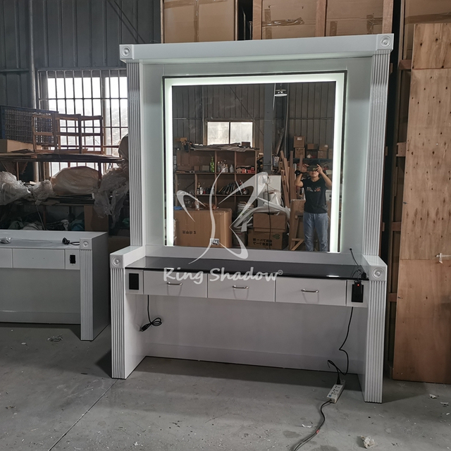Barber Shop Styling Single Side Led Drawers Hair Salon Mirrors Station