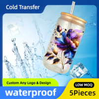 Fille Dessin Animé Fleurs UV DTF Wrap Gobelet Imperméable Autocollant Transfert Design Ludique pour Tasse Verre Cadeau Créatif