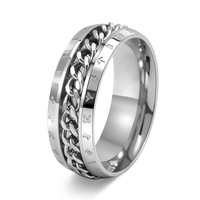 Bague anti-stress rotative à chaîne en acier inoxydable, bague runique pour homme, bague viking nordique