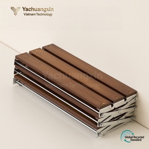 Estante de Almacenamiento Plegable de Madera con Marco de Acero Inoxidable, Forma Rectangular, para Organización y Almacenamiento - Product Image 4