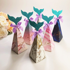 Bolsa de Regalo para Fiesta de Cumpleaños de Bebé, Caja de Dulces de Papel con Forma de Sirena, 6*6*18.5cm, Color Personalizado, Suministros de Decoración <span class=keywords><strong>Vrise</strong></span> - Product Image 1