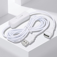 Câble d'extension USB mâle à femelle à prix compétitif avec petit interrupteur à bouton-poussoir en caoutchouc marche/arrêt pour ventilateur de lampe de bureau