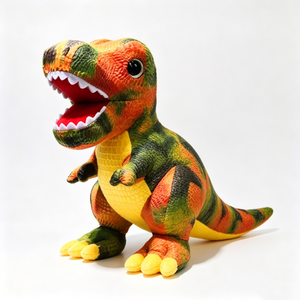 Peluche dinosaure camouflage personnalisée à bouche ouverte, T-Rex orange et vert, Tyrannosaurus Rex en peluche, jouet en peluche T-Rex - Product Image 4