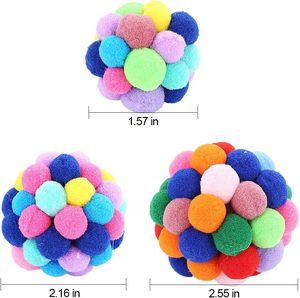 Jouets pour chats de haute qualité : bâtonnets de chat, balles élastiques avec clochettes, balles colorées en laine arc-en-ciel pour chats - Product Image 3