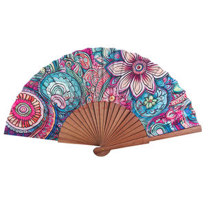 23cmカスタムロゴプリント折りたたみ式ハンドファンパーソナライズオリジナル木製ハンドヘルドファンスペインの結婚式の女性 - Product Image 6