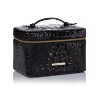 Étui de voyage vintage en cuir de crocodile avec fermeture éclair, sac à cosmétiques portable pour salon de beauté