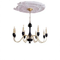 Lustre Mini Chandelier 5 Lumières en Fer Noir, Style Rétro Européen, AC Blanc Chaud, Hauteur Réglable, Idéal Petits Espaces, Décoration Intérieure, Garantie 3 Ans
