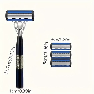 Manual Shaver <b>Set</b> 6-Blade 12 Heads <b>Razor</b> For Men Face Shaving With Cream And Case - Product Image 2