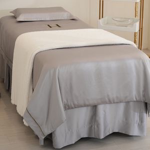 Wholesale Customized Gray Beauty Salon <strong>Bed</strong> <strong>Sheet</strong> Sets Massage Table Skirt Facial <strong>Valance</strong> <strong>Bed</strong> Cover With Face Hole - Product Image 5