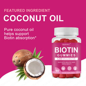 Gomitas de Biotina con Etiqueta Personalizada, <span class=keywords><strong>500</strong></span> <span class=keywords><strong>MCG</strong></span> de Biotina con Aceite de Coco Puro, Apoya la Salud del Cabello, la Piel y las Uñas, 60 Unidades - Product Image 1