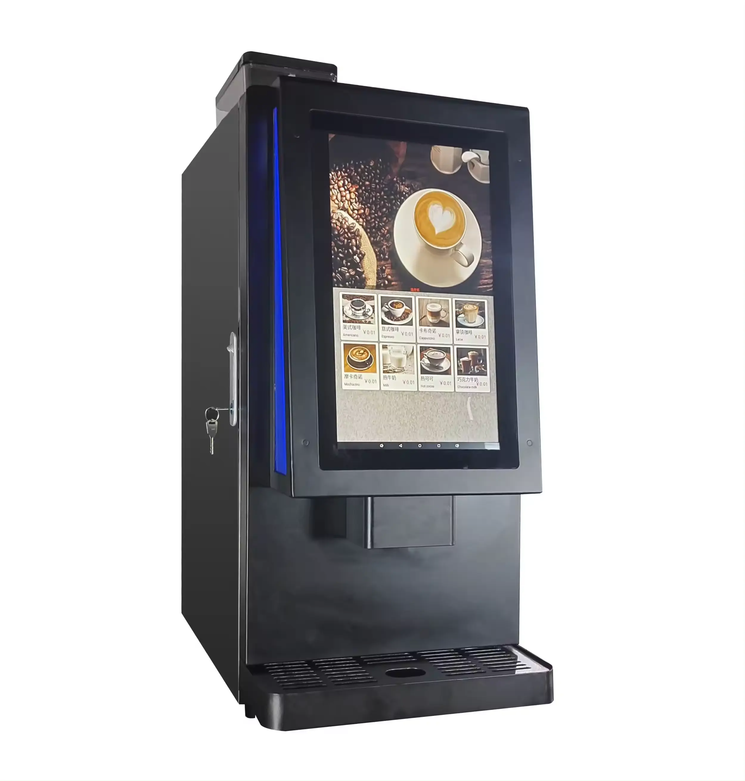 Multi Function Fully Automatic Bean Grinding Smart Intelligent Stainless Steel Cappuccino Latte Coffee Vending Machine