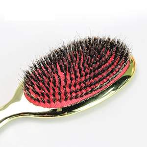 แปรงหวีผมพลาสติก ABS สีดำ ทอง เงิน รูปทรงวงรี ป้องกันไฟฟ้าสถิต นวดหนังศีรษะ ขนแปรงไนลอนผสมขนหมูป่า - Product Image 5