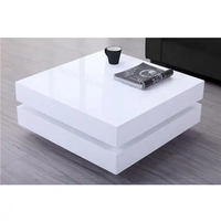 Mobilier de salon carré Offre Spéciale personnalisé table d'appoint haute brillance UV table basse lumière LED