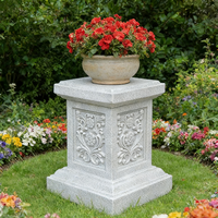 Socle en résine sculpté de fleurs élégantes, statue de jardin blanche/base de pot, colonne d'affichage polyvalente intérieure/extérieure