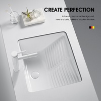 Lavabo en céramique sous plan, vasque en céramique, design encastré pour une utilisation pratique sur une table de lavage, lavabo de balcon d'appartement, meuble-lavabo