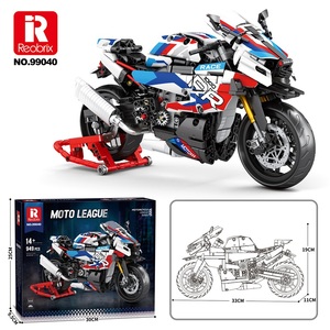 Reobrix M1000, Kit de Construcción de Motocicleta Deportiva de 949 Piezas, Serie Técnica, Modelo de Carreras con Transmisión por Cadena y Dirección, Juguete de Plástico ABS para Adultos - Product Image 2