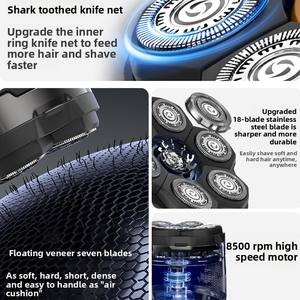 Komindon 마그네틱 7D 로터리 전기 면도기 IPX6 방수 습식 건식 면도 LED 디스플레이 대머리 남성용 충전식 헤드 면도기 - Product Image 3