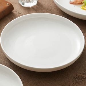 Assiette de service alimentaire en céramique blanche unie empilable de 8,6 pouces, plat en porcelaine écologique - Product Image 4