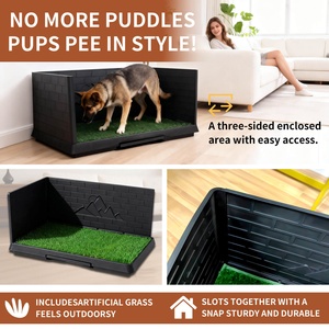 แผ่นหญ้าเทียมสำหรับสุนัขพร้อมถาดลิ้นชัก, ระบบฝึกขับถ่ายสำหรับสุนัข, แผ่นหญ้าเทียมแบบใช้ซ้ำได้ 2 ชิ้น, ผนังสูง 3 ชั้นสำหรับป้องกันน้ำกระเด็น - Product Image 5