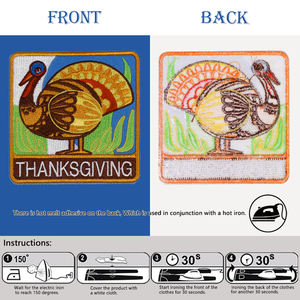 Maßgefertigte Türkei-Erntedankfest-Stickerei-Patches für Kleidung Geschenke Aufbügelbare Abzeichen Fabrik OEM-Anbieter Jacken - Product Image 4