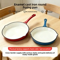 Poêle à frire en fonte émaillée certifiée LFGB FDA, 25 cm, compatible tous feux et fours, capacité 1,5 L, résistante à la chaleur