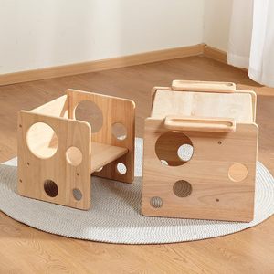 Ensemble table et chaises en bois massif pour enfants, mobilier d'apprentissage Montessori pour usage domestique - Product Image 1