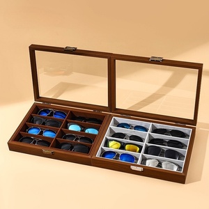 Caja <span class=keywords><strong>de</strong></span> Almacenamiento y Exhibición <span class=keywords><strong>de</strong></span> <span class=keywords><strong>Gafas</strong></span> <span class=keywords><strong>de</strong></span> Madera Sólida <span class=keywords><strong>de</strong></span> 8 Compartimentos con Tapa Abatible <span class=keywords><strong>de</strong></span> Una Capa, Color Nogal <span class=keywords><strong>de</strong></span> Alta Gama - Product Image 3