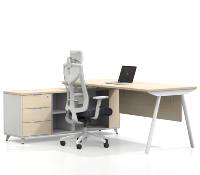 Bureau de direction en mélamine avec armoire, mobilier de bureau moderne, table de direction de luxe en MDF en forme de L, modulaire Yeddkin