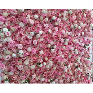 Panel <span class=keywords><strong>de</strong></span> flores artificiales 3D, <span class=keywords><strong>rosa</strong></span>, para decoración <span class=keywords><strong>de</strong></span> fiesta <span class=keywords><strong>de</strong></span> boda - Product Image 2