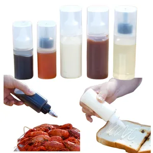 Squeeze Condiment salad Bottles With Nozzles Plastic Ketchup Mustard Hot Sauces Olive Oil Bottles Kitchen Tool