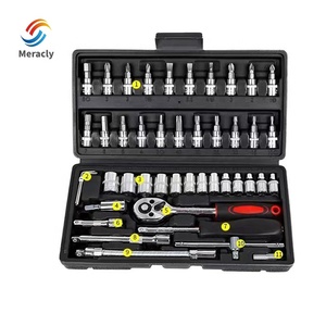 46 Pcs Multi-Functional Car Repair Tool Kit <b>Set</b> Auto Repair Tools Including Socket Wrench <b>Screwdriver</b> Mechanical Repair Wrench 2 - Product Image 1