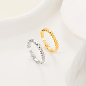 Fleur élégante française prix de gros argent or bague en acier inoxydable bagues de mariage véritable or massif 14K - Product Image 3