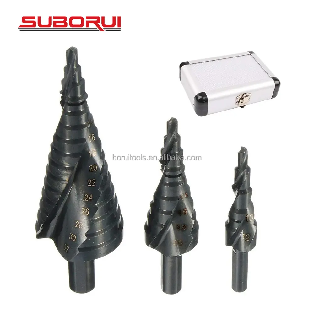 Suborui 3ชิ้น4-12มม. 4-20มม. 4-32มม. hss Step CONE Drill stufenbohrer Set ชุดเจาะโลหะสำหรับโลหะ