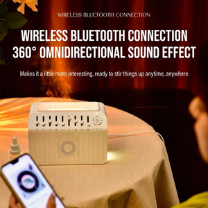 เครื่องกระจายความชื้นไวท์เฟลมพร้อมลำโพงบลูทูธ เสียงรอบทิศทาง 360 องศา เครื่องกระจายกลิ่นไร้สาย - Product Image 1