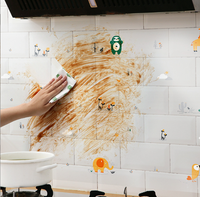 Autocollant de cuisine de dessin animé étanche et résistant à l'huile pour autocollants muraux de réfrigérateur décor en vinyle pour banc de cuisson casiers réfrigérateur