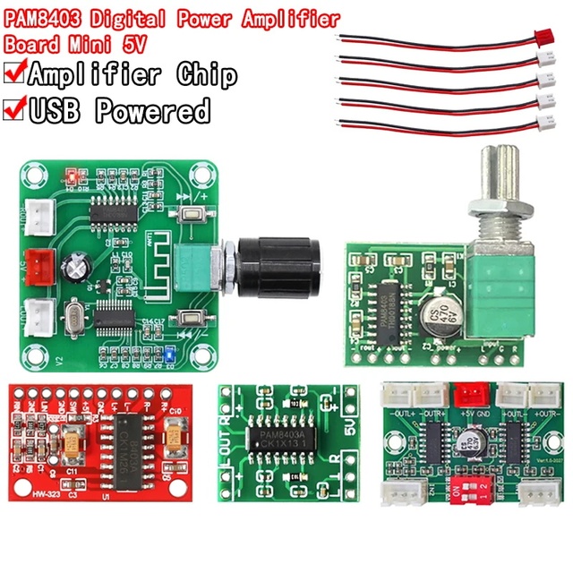 Hot BT 5.0 PAM8403 MINI Digital Amplifier Board 2 * 3W Class D Digital DC 2.5V To 5V Power Speaker Module With Potentionmeter