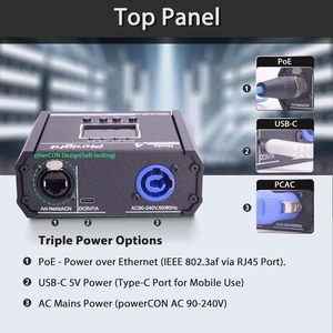 <span class=keywords><strong>Convertisseur</strong></span> DMX512 bidirectionnel 4 ports Art-Net/sACN Pknight, contrôleur <span class=keywords><strong>DMX</strong></span> compact en alliage d'aluminium, nœud PowerCON PoE USB-C pour scène - Product Image 3