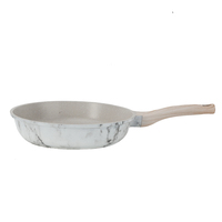 Poêle à frire antiadhésive en aluminium moulé sous pression avec couvercle en verre motif marbre blanc 20/24/28cm pour œufs et steaks, usage domestique et professionnel, OEM ODM
