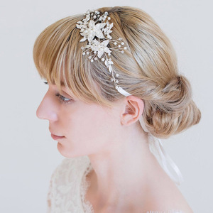 Bandeau de <span class=keywords><strong>mariage</strong></span> couleur argent perle strass, accessoires de cheveux pour femmes, accessoires ornements de cheveux, bijoux couvre-chef de mariée - Product Image 3